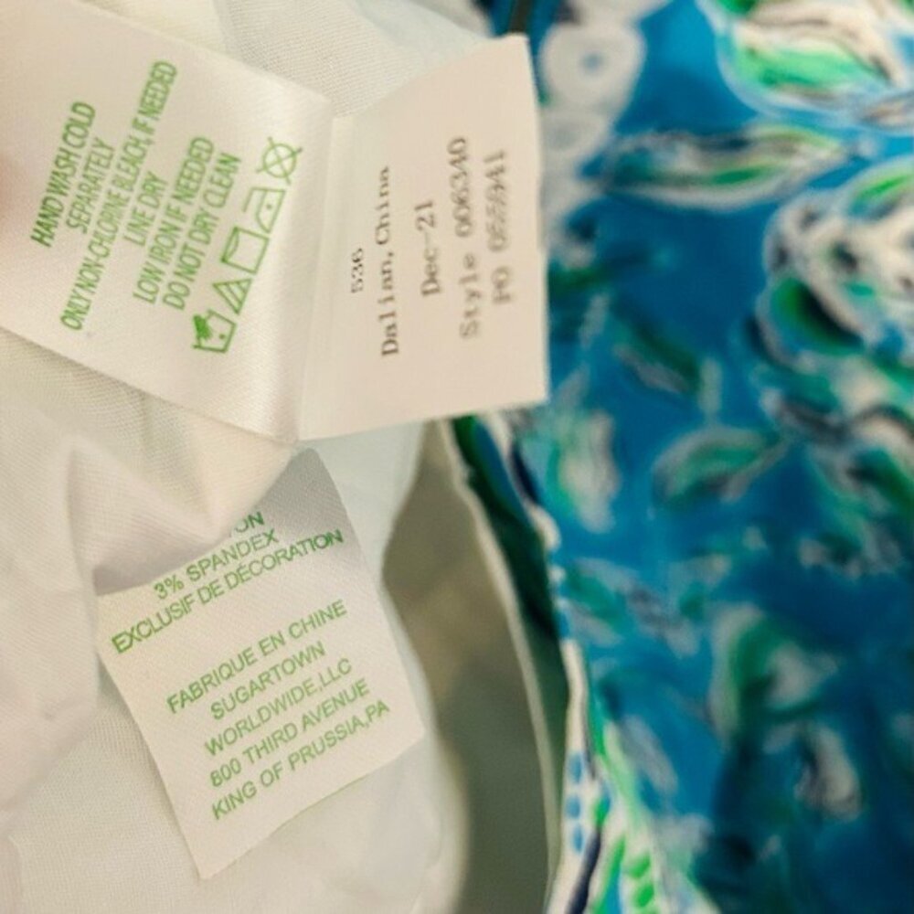 Lilly Pulitzer Turquoise Oasis Outta Line Engineered white Lace Shift dress Sz 8 - Picture 10 of 12